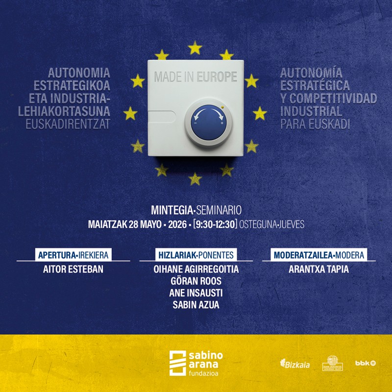 Aitor Esteban abrirá una jornada sobre el papel del «Made in Europe» en la competitividad de la industria vasca