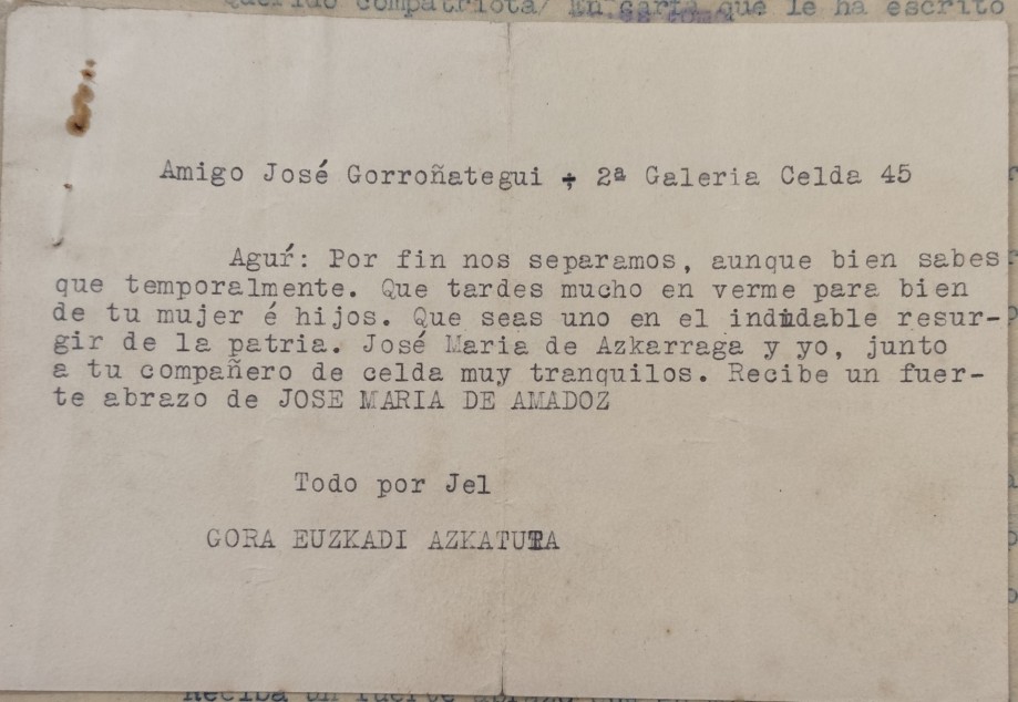 Carta de despedida de José María Amadoz a sus padres. Carta de despedida de José María Amadoz a sus padres.