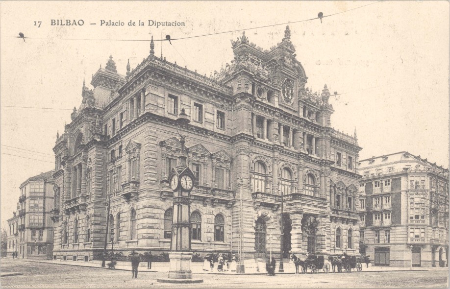 Vista del Palacio de la Diputación Foral de Bizkaia, inaugurado el 31 de julio de 1900.