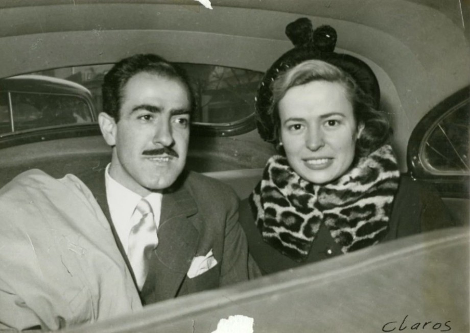 2-	Néstor Basterretxea y María Isabel Irurzun partiendo hacia su viaje de bodas desde Buenos Aires en 1952. Colección Familia Basterretxea Irurzun