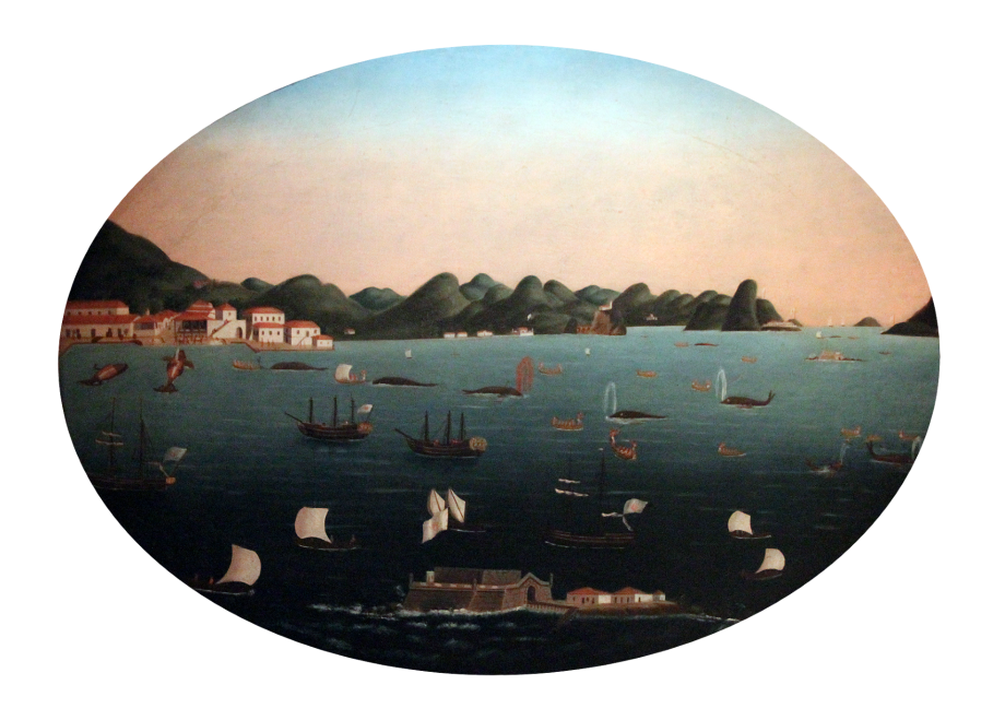 “Pesca da baleia na baía de Guanabara”, cuadro del pintor brasileño Leandro Joaquim, 1765.