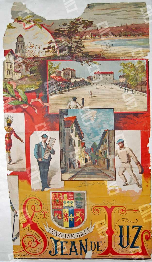 Cartel de los Juegos Florales que incluye por primera vez el escudo del Zazpiak Bat.