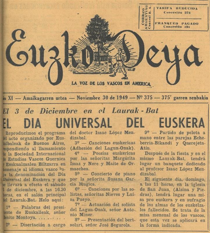 Día Internacional del Euskera y de san Francisco Javier