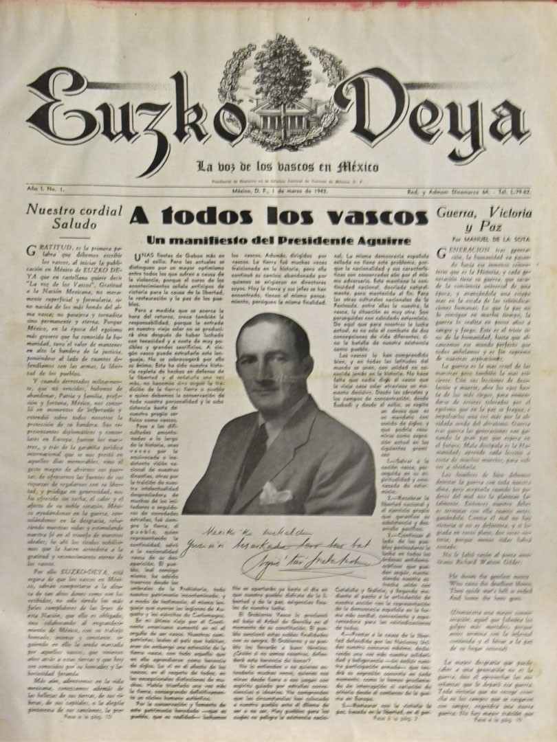 Portada del primer número de Euzko Deya.