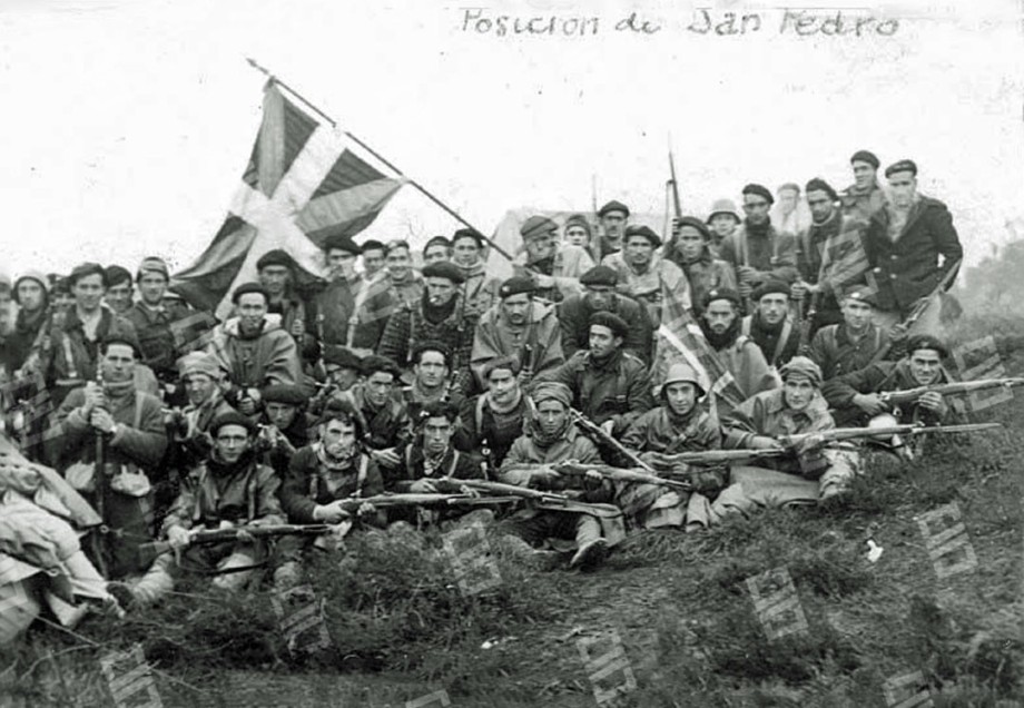 Compañía Baga-Biga, del batallón Itsasalde. Orduña, 1936. Compañía Baga-Biga, del batallón Itsasalde. Orduña, 1936.