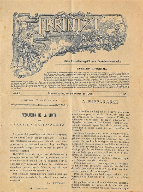 Irrintzi: el ideario del nacionalismo vasco en 1906, ayer como hoy