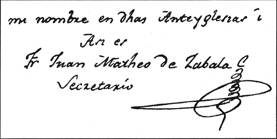 Firma de Juan Mateo de Zabala.