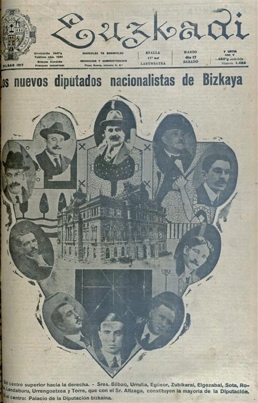 La primera mayoría nacionalista vasca de la historia en una institución fue en la Diputación de Bizkaia en 1917