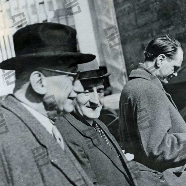 El lehendakari Agirre junto a Robert Schuman en Berlín en 1956.