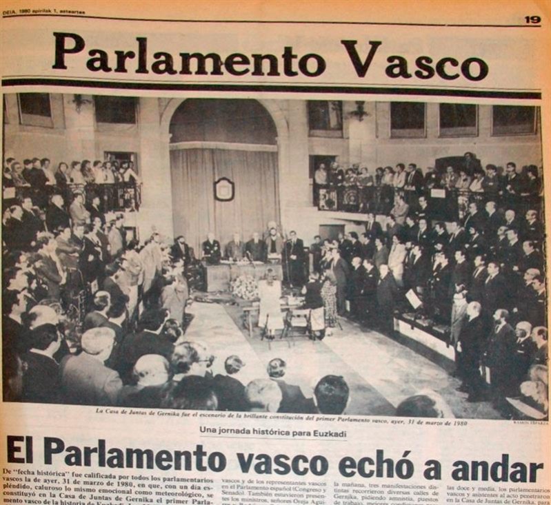 Parlamento Vasco: día uno, año uno