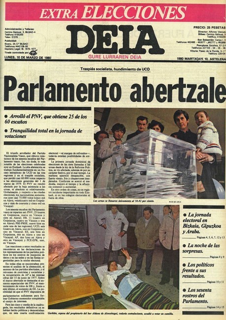 Portada del Deia del 10 de marzo de 1980.