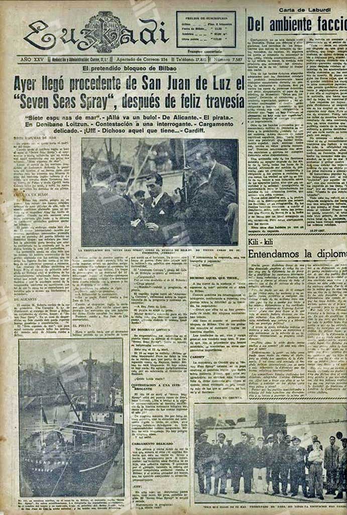 Imagen de la portada del diario de Euzkadi