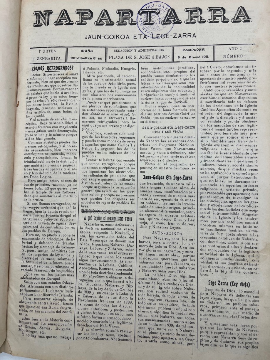 Primer número de Napartarra.