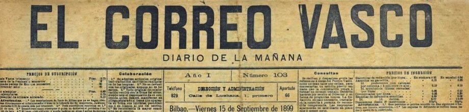 El Correo Vascoren azken zenbakia, 1899ko irailaren 15ekoa.
