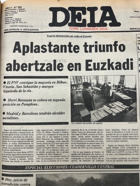 1979ko apirilaren 4aren azala. 1979ko apirilaren 4aren azala.